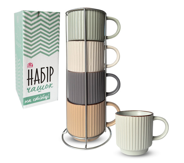 021-04-22 Набір 4 чашки на стійці 400 мл - фото