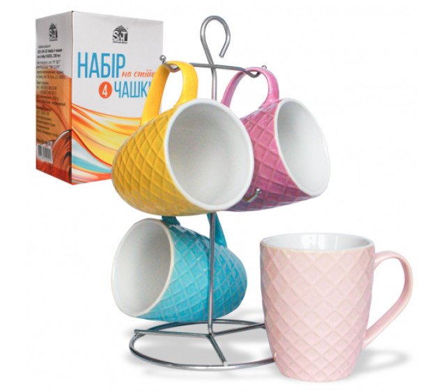 021-04-33 Набір 4 чашки на стійці VUZOL 350 мл - фото