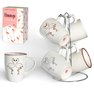 021-04-15 Набір чашок 4шт FLAMINGO 350мл - фото