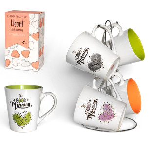 021-04-17 Набір чашок 4шт COLOR2 350мл - фото