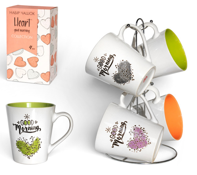 021-04-17 Набір чашок 4шт COLOR2 350мл - фото