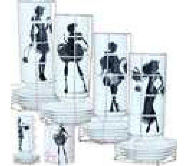 021-08-02 Набір 4 чашки Леді (360мл) + 4 блюдця (16см) - фото