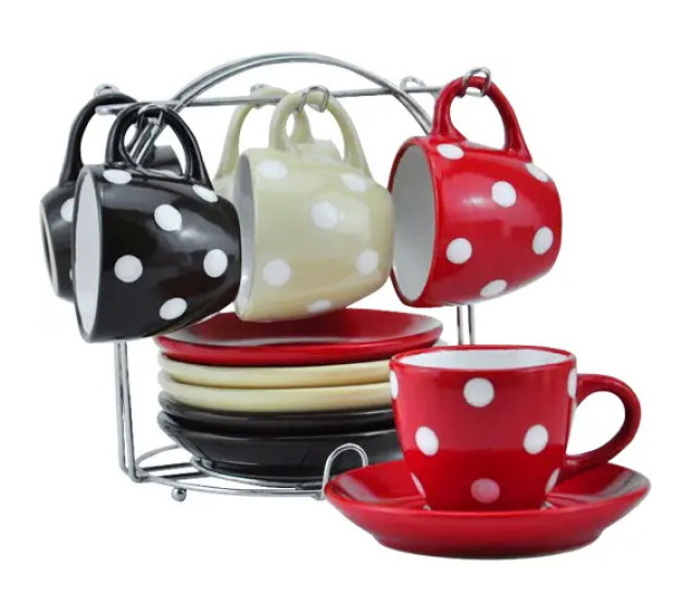 021-12-08 Сервіз чайний 12пр. на стійці (чашка 240мл, блюдце 15,5см) - фото