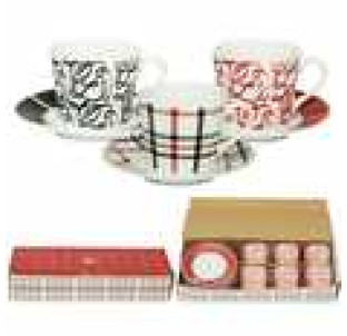 022-12-18 Сервіз кавовий 12пр. Червоне і чорне (чашка 150мл, блюдце 13см) - фото