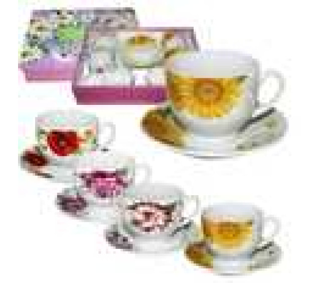 023-12-02 Сервіз чайний 12пр. Квіти мікс1 (чашка 220мл, блюдце 13,5см) - фото