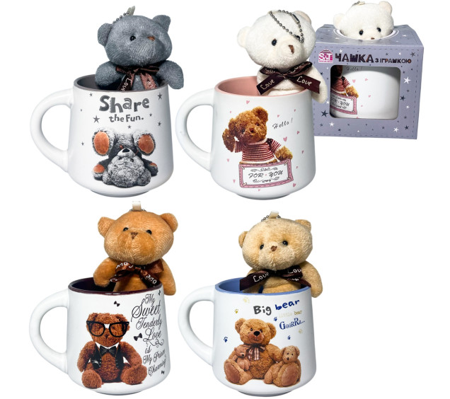 040-01-102 Чашка з іграшкою у подар.упак.300мл Теді - фото