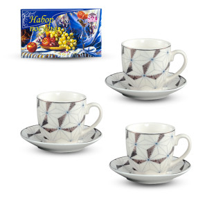 040-12-220/У Сервіз чайний Грані золота 12пр. 220мл універсальна коробка - фото