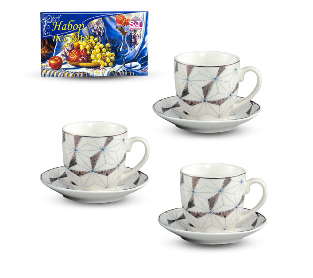 040-12-220/У Сервіз чайний Грані золота 12пр. 220мл універсальна коробка - фото