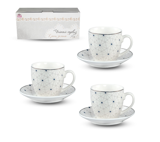 041-12-90 Сервіз кавовий Грані золота 12пр. 120мл - фото