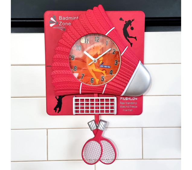 05-106 Годинник настінний з маятником Дитячий (Бадмінтон) кварц. Пластик (32*7,3*33,4) - фото 2