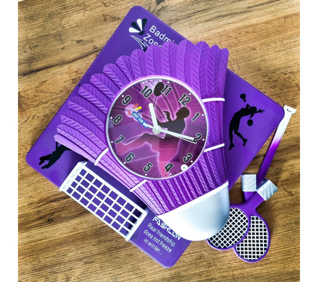 05-106 Годинник настінний з маятником Дитячий (Бадмінтон) кварц. Пластик (32*7,3*33,4) - фото 1