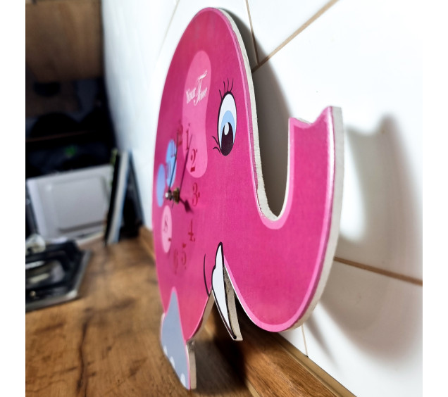 05-205 Годинник настінний Слон рожевий дитячий МДФ 33,5*4,5*27,5см - фото 1