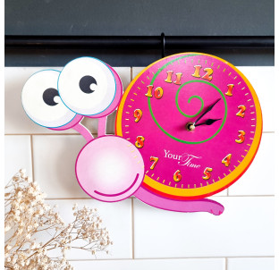 05-214 Годинник настінний Равлик дитячий МДФ 32,5*4,5*23см - фото