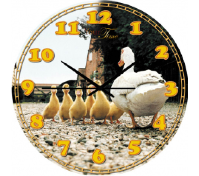 05-407/25 Годинник настінний Дитячий Каченята серія Тварини МДФ 30см - фото