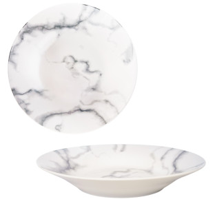 050-44-06 Тарілка 9' суп Білий мармур - фото