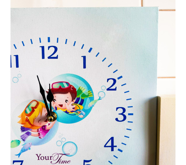 06-112 Годинник настінний Дитячий на полотні Моряки 28*28см - фото 2