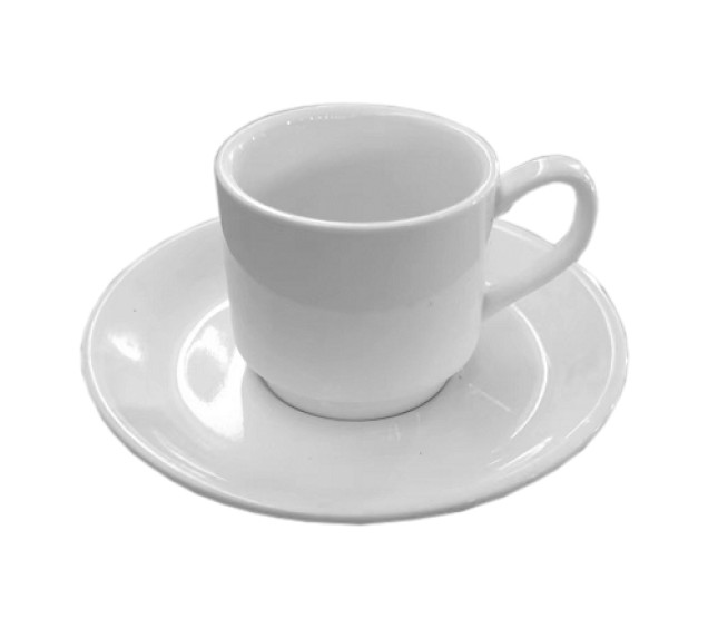 13629-00 Чашка з блюдцем біла (чашка-110 мл,блюдце-13,5 см)(варіант) - фото