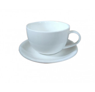 13640-02-00 Чашка з блюдцем біла (чашка-280 мл,блюдце-14 см)(варіант) - фото