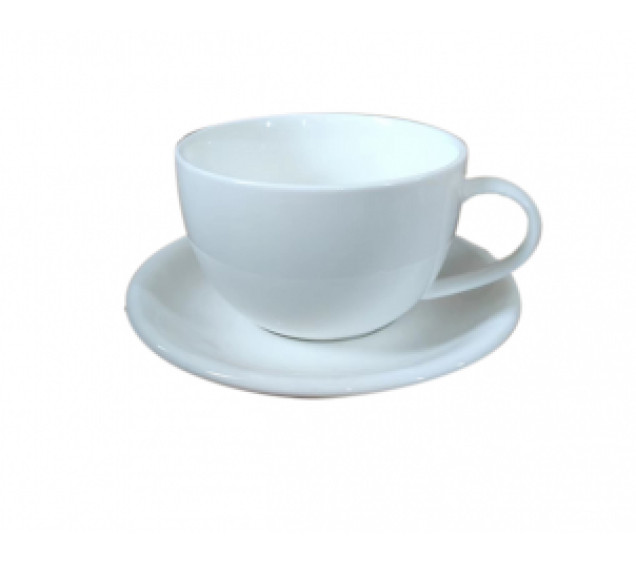 13640-02-00 Чашка з блюдцем біла (чашка-280 мл,блюдце-14 см)(варіант) - фото