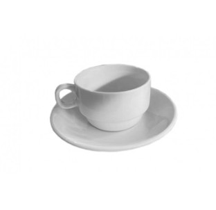 13640-03-00 Чашка з блюдцем біла (чашка-250 мл,блюдце-16 см)(варіант) - фото