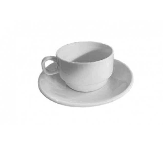 13640-03-00 Чашка з блюдцем біла (чашка-250 мл,блюдце-16 см)(варіант) - фото