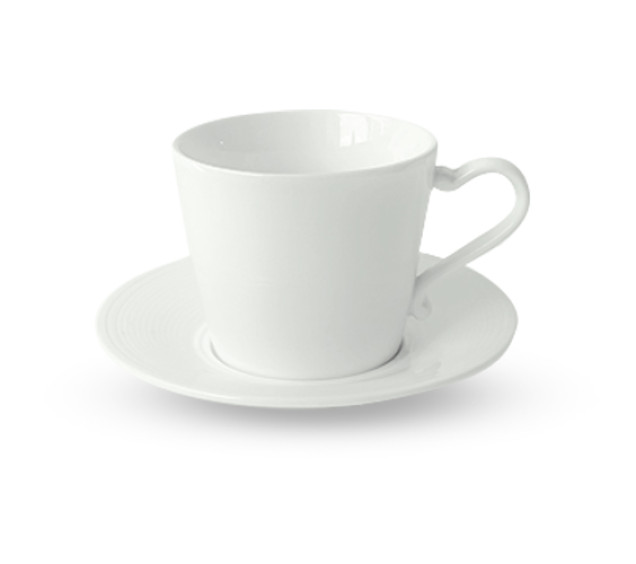 13641-01-00 Чашка з блюдцем біла (чашка-200 мл,блюдце-13 см)(варіант) - фото