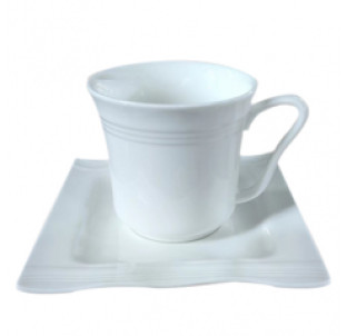 13641-10-00 Чашка з блюдцем біла (чашка-230 мл,блюдце-13,6 см)(варіант) - фото
