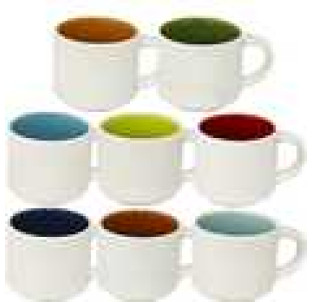 13650-5 Чашка Кавова мікс 80мл  варіант від 1 до 8 кол біла зовні - фото