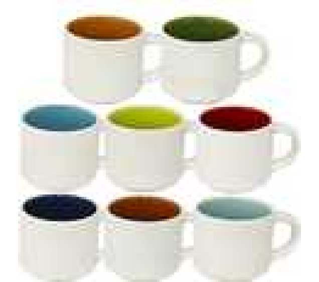 13650-5 Чашка Кавова мікс 80мл  варіант від 1 до 8 кол біла зовні - фото