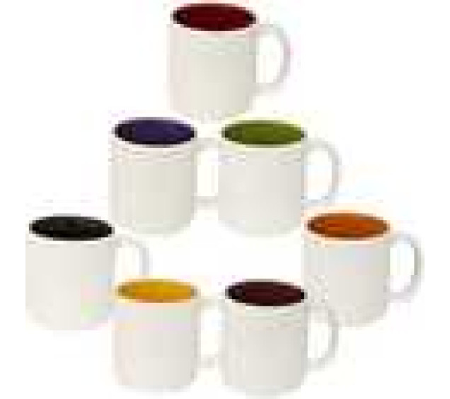 13650-6 Чашка Кавова мікс 100мл варіант від 1 до 7 кол. біла зовні - фото