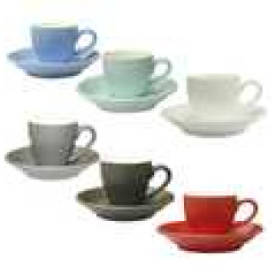 13651 Чашка з блюдцем кольорова варіант від 1 до 8 кол.(чашка-70мл, блюдце-12см) - фото