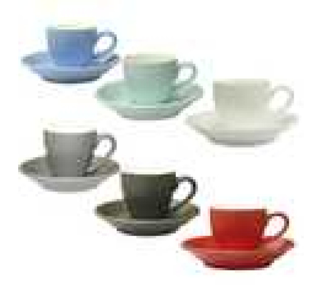 13651 Чашка з блюдцем кольорова варіант від 1 до 8 кол.(чашка-70мл, блюдце-12см) - фото