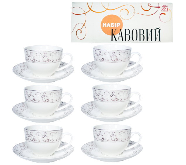 1453-2 Сервіз кавовий 12пр. Констанція (чашка 110мл, блюдце 13см) - фото