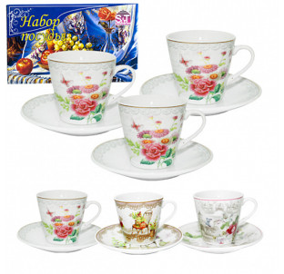 1459-08/У Сервіз кавовий 12пр Англійський сад (чашка 70мл, блюдце 10,5см) в уныверсальній упаковці - фото
