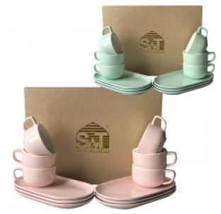 146-01-00 Сервіз "Сніданок з Тіфані" чайний з блюдцем для смаколиків 12ел. 240 мл - фото