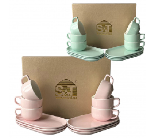 146-01-00 Сервіз "Сніданок з Тіфані" чайний з блюдцем для смаколиків 12ел. 240 мл - фото