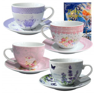 1460/У Сервіз чайний 12 пр. Квіти мікс3  (200мл,d13,5см) в універсальній коробці - фото