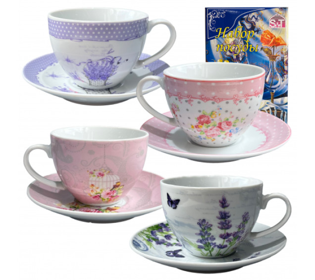 1460/У Сервіз чайний 12 пр. Квіти мікс3  (200мл,d13,5см) в універсальній коробці - фото