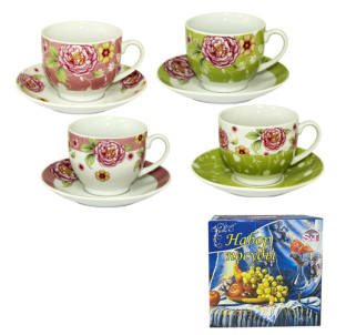 1463-6/У Сервіз чайний 12пр.(чашка 220мл, блюдце 14см) 4 варіанти, універсальна коробка - фото