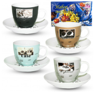 1465-13/У Сервіз чайний 8пр. Кава (чашка-220мл, блюдце-14,5см)(в універсальній коробці) - фото