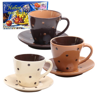 1517-02 Сервіз чайний 12пр."Карамель" (блюдце -14см, чашка - 200мл) - фото