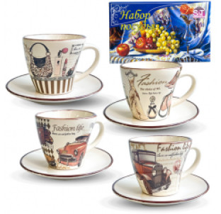 1517-06/У Сервіз чайний 12пр. Fashion (чашка 240мл, блюдце 14,5см) в універсальній коробці - фото