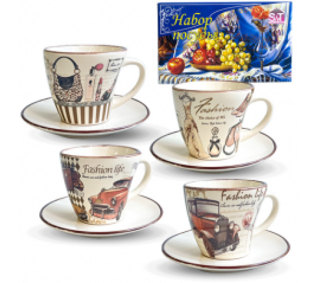 1517-06/У Сервіз чайний 12пр. Fashion (чашка 240мл, блюдце 14,5см) в універсальній коробці - фото