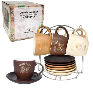 15200 Сервіз чайний 12 пр. на стійці "Кав'ярня" 270 мл - фото