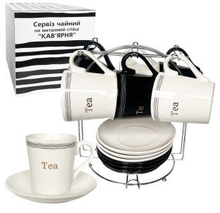15201 Сервіз чайний 12пр. на стійці 'Кав'ярня' (чашка -240мл, блюдце 14 см) - фото