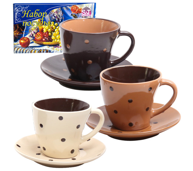 1533-02/У Сервіз кавовий 12пр."Карамель" (блюдце-12см, чашка-100мл) (в універсальній упаковці) - фото