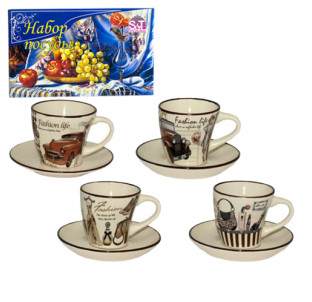 1533-06/У Сервіз кавовий 12пр. Fashion (чашка 100мл, блюдце 11,5см) в універсальній коробці - фото