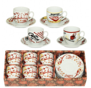 1541 Сервіз кавовий 12пр. (чашка 70мл, блюдце 11см) - фото