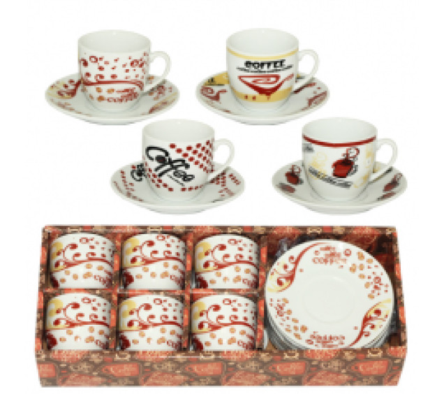 1541 Сервіз кавовий 12пр. (чашка 70мл, блюдце 11см) - фото