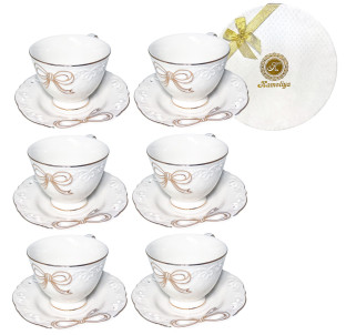 1546 Сервіз кавовий 12 пр Білий бант (чашка  120мл) - фото